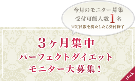 3ヶ月集中パーフェクトダイエットモニター大募集！